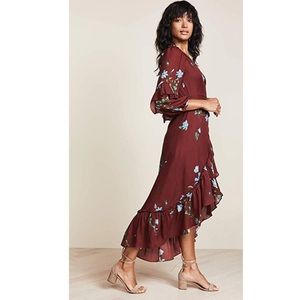 Jolie Floral Print Silk Wrap Annarette Dress